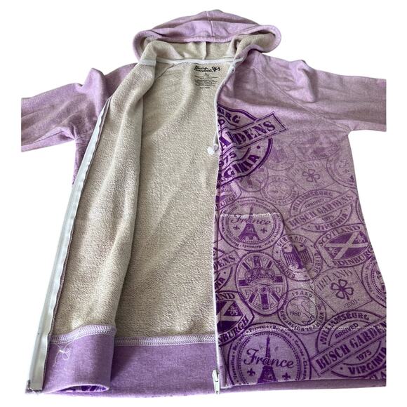 Busch Garden Williamsburg Purple Hoodie Jacket Woman’s Size Large Lightweight - Picture 9 of 9